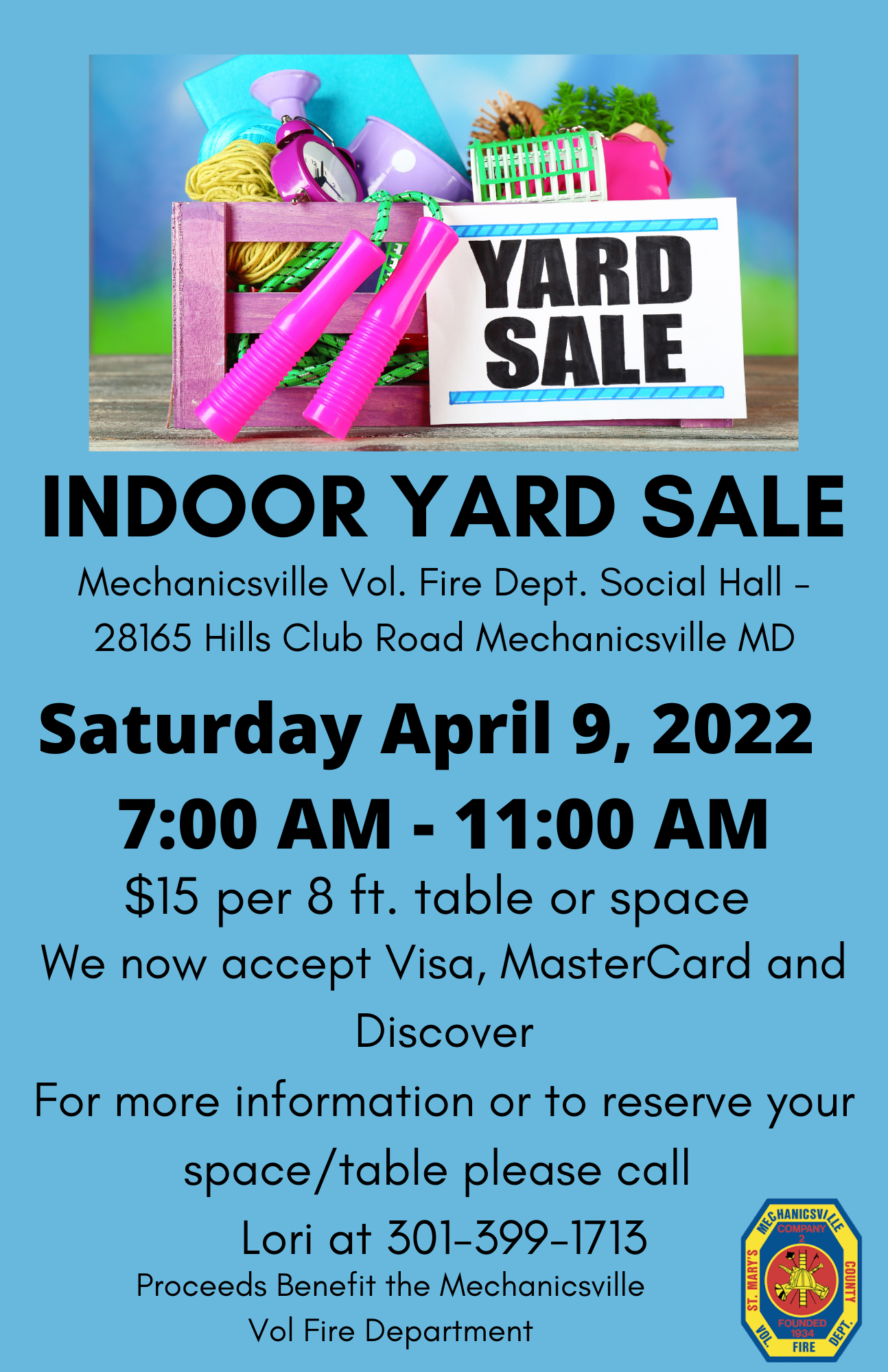 Indoor Yard Sale - Southern Maryland Volunteer Firemen's Association